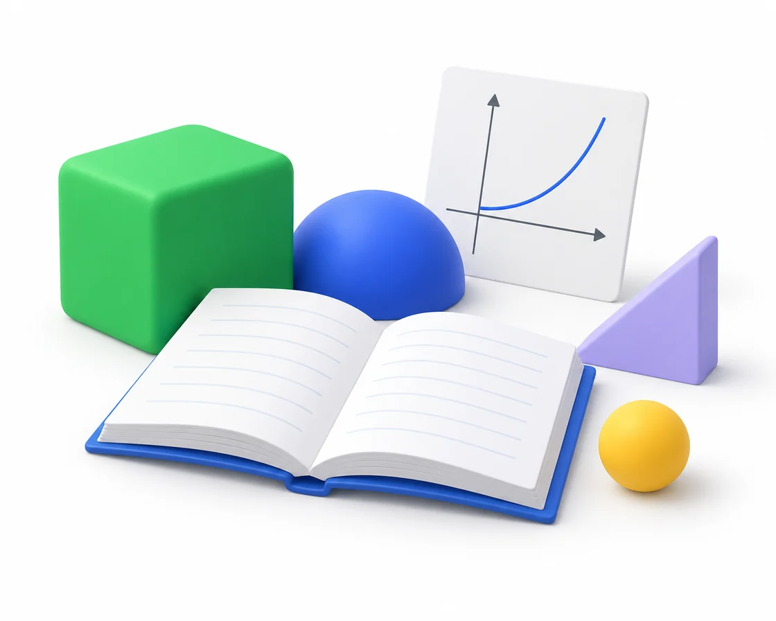 An open book and colourful geometric learning shapes